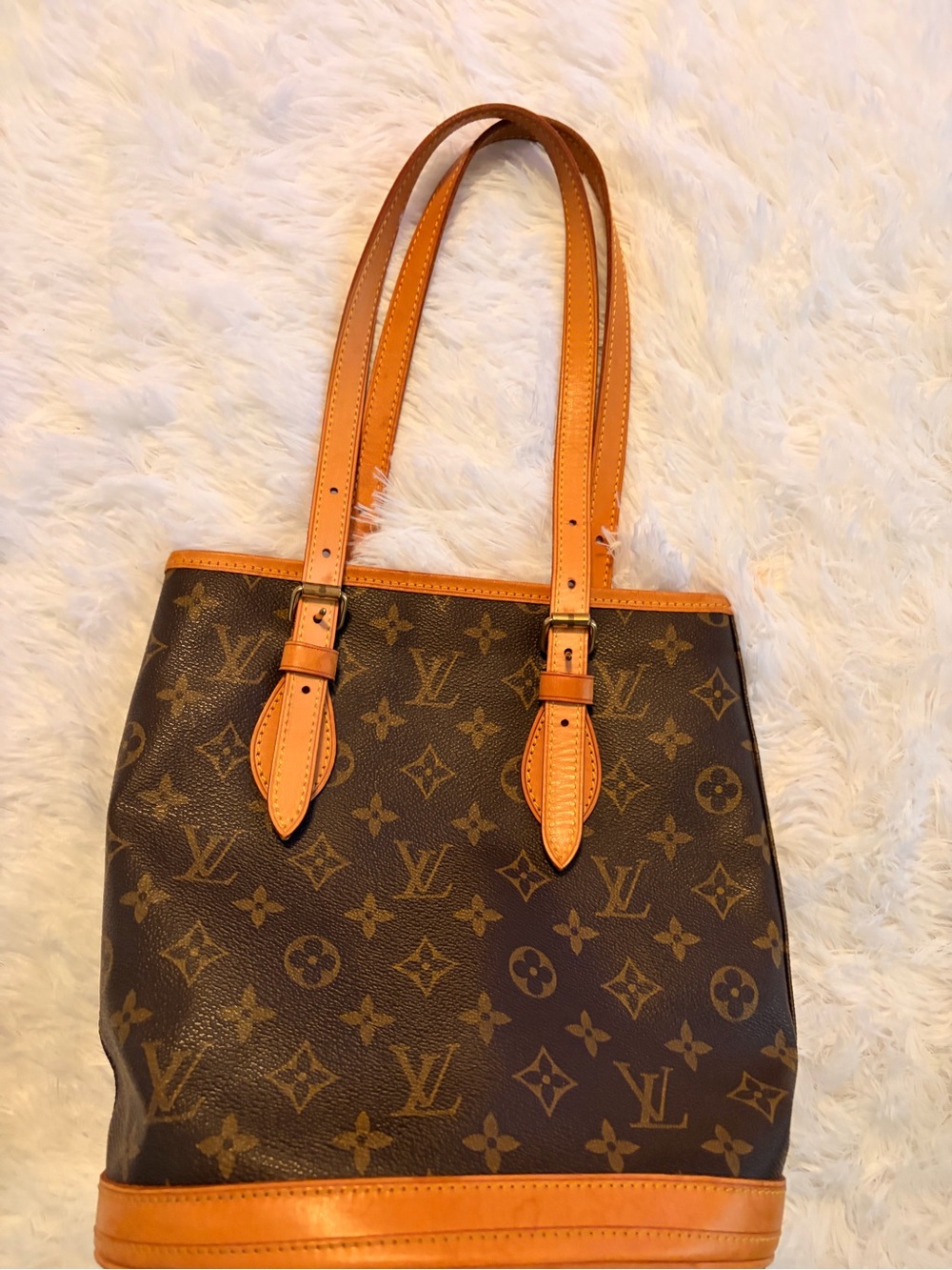 Louis Vuitton Brown Monogram Canvas Shoulder Bag with Tan Trim